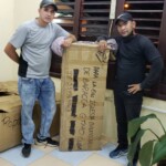 Pastor from Iglesia Bautista de Baracoa receives digital keyboard we sent.