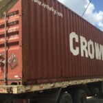 Container being delivered to staging location in Cuba.